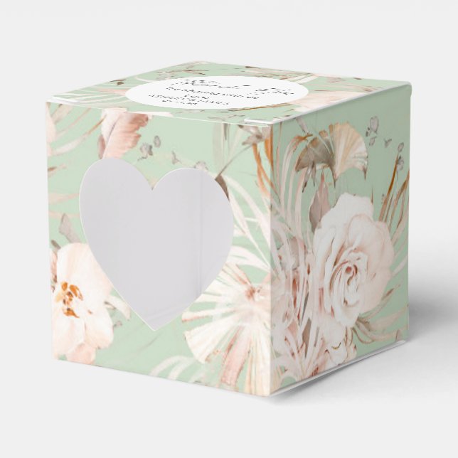 Watercolor beige floral personalised botanical  fa favour box (Front Side)