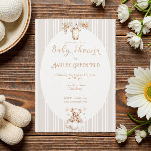 Watercolor Beige Vintage Neutral Baby Shower Invitation