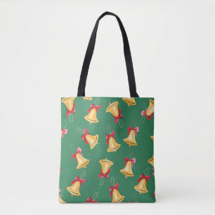Watercolor Bell Pattern Green Seamless Tote Bag