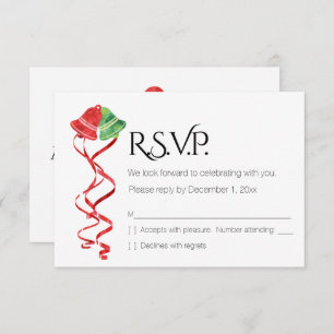 Watercolor Bells/Christmas Wedding /RSVP Card
