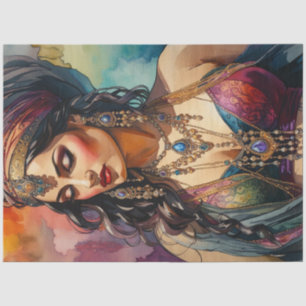 Watercolor Belly Dancer Decoupage Paper