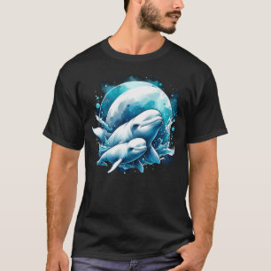 Watercolor Beluga Mum And Baby White Whale T-Shirt
