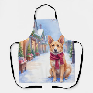 Watercolor Berger Picard Village Square Christmas Apron