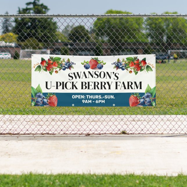 Watercolor Berries Custom U-Pick Berry Farm Banner (Insitu)