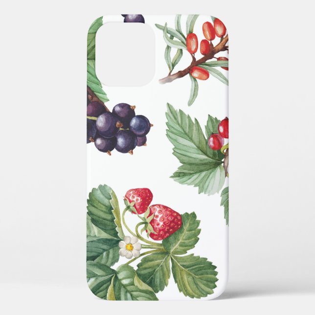 Watercolor Berries Illustration Seamless Pattern Case-Mate iPhone Case (Back)