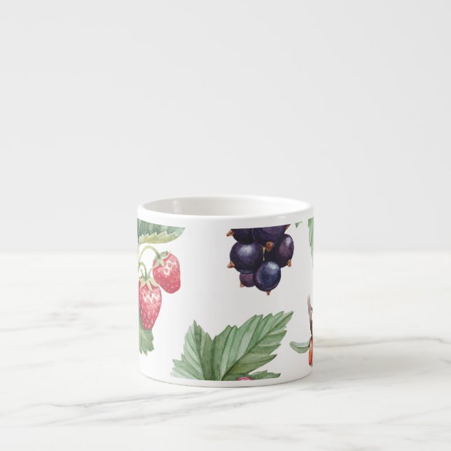 Watercolor Berries Illustration Seamless Pattern Espresso Cup (Front)