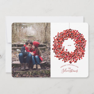 Watercolor Berries Wreath Christmas Holiday Card