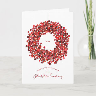 Watercolor Berries Wreath Christmas Holiday Folded Invitation