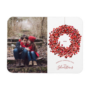 Watercolor Berries Wreath Christmas Holiday Magnet