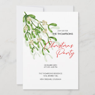 Watercolor Berry Branches Christmas Party Invitation