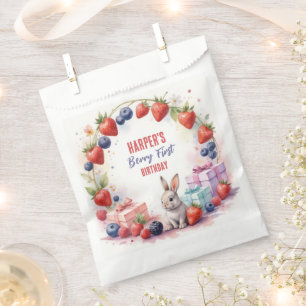 Watercolor Berry First Birthday Bunny and Gifts Favour Bag
