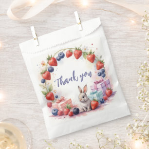 Watercolor Berry First Birthday Bunny and Gifts Favour Bag