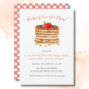 Watercolor Berry Pancake Mother's Day Brunch Invitation