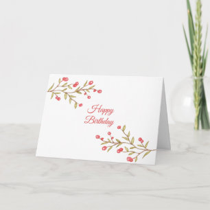 Watercolor Berry Stems Birthday Card