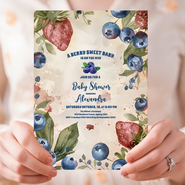 Watercolor Berry Sweet Baby Shower Invitation (Creator Uploaded)