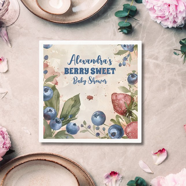 Watercolor Berry Sweet Baby Shower Napkin (Creator Uploaded)