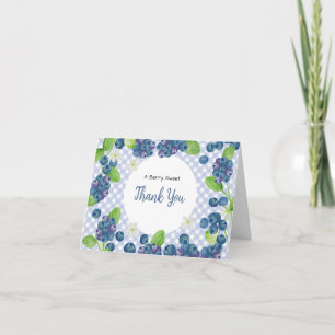 Watercolor Berry Sweet Blue Baby Shower Thank You Card