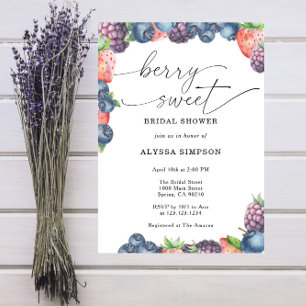 Watercolor Berry Sweet Bridal Shower  Invitation