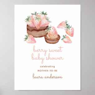 Watercolor Berry Sweet Chocolate Cake Baby Shower Poster