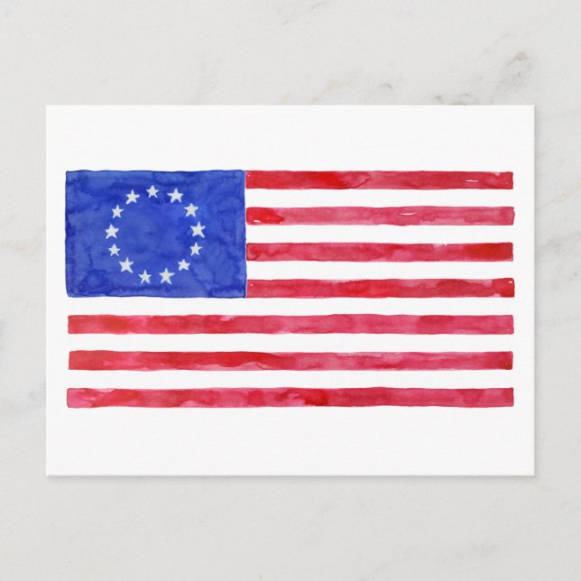 Watercolor Betsy Ross Flag Postcard (Front)