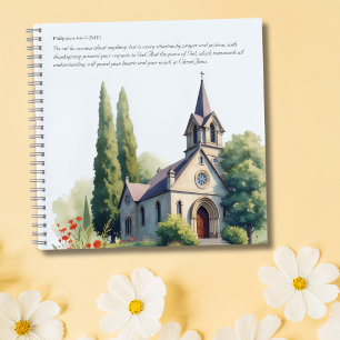 Watercolor Bible Verse Catholic Church Notebook