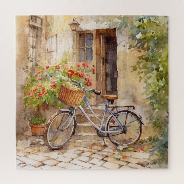 Watercolor Bicycle Art Puzzle (Vertical)