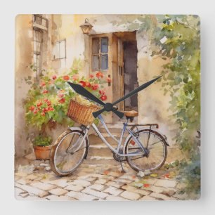 Watercolor Bicycle Art Wall Clock