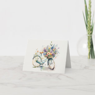 Watercolor Bicycle with Flowers Card