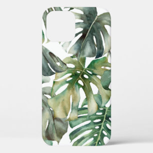 Watercolor big seamless pattern with tropical mons iPhone 12 case