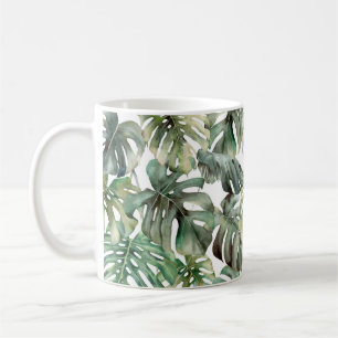 Watercolor big seamless pattern with tropical mons coffee mug