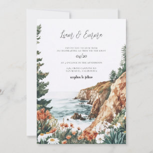 Watercolor Big Sur California Coast Wedding Invitation
