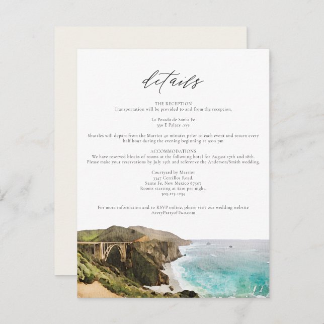 Watercolor Big Sur California Enclosure Card (Front/Back)