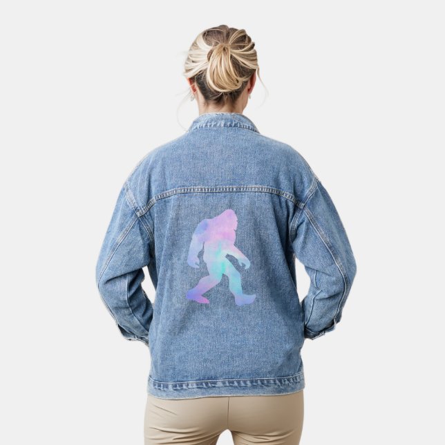 Watercolor Bigfoot Denim Jacket (Model)