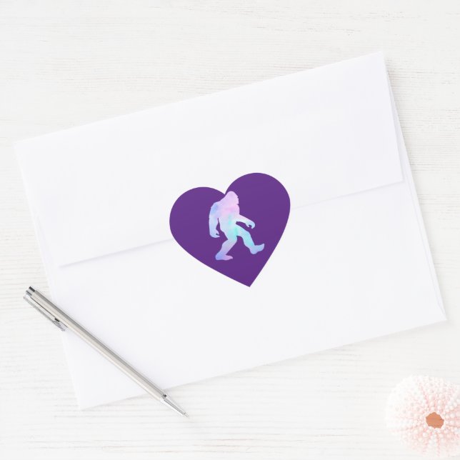 Watercolor Bigfoot       Heart Sticker (Envelope)