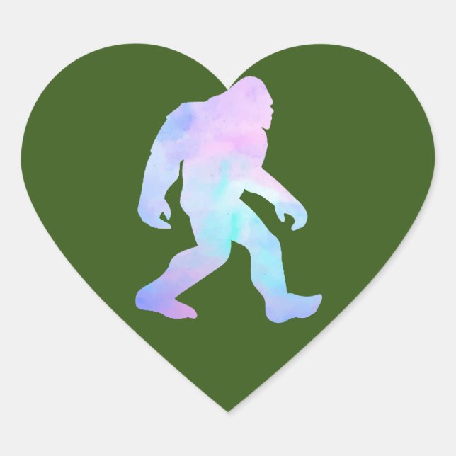 Watercolor Bigfoot      Heart Sticker (Front)