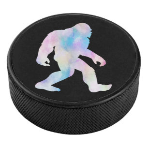 Watercolor Bigfoot Hockey Puck