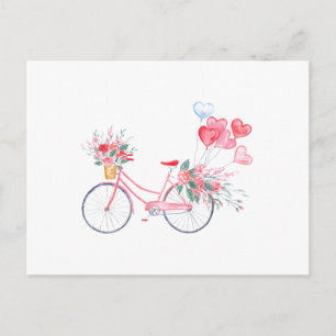 Watercolor Bike & Balloons Postcard