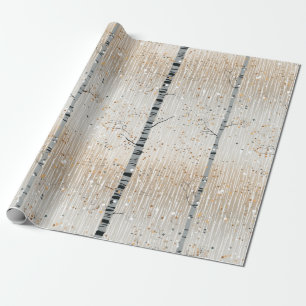 Watercolor Birch Trees Pattern Wrapping Paper