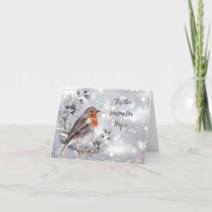 Watercolor bird and snow custom holiday card