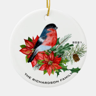 Watercolor Bird Ceramic Ornament
