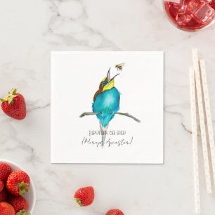 Watercolor bird (European bee-eater) Napkin