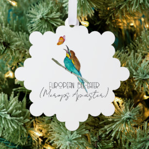 Watercolor bird (European bee-eater) Tree Decoration Card
