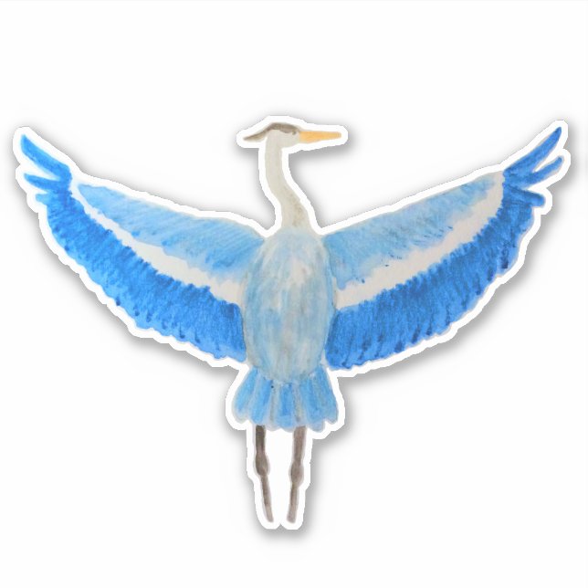 Watercolor Bird Great Blue Heron (Front)