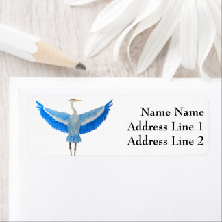 Watercolor Bird Great Blue Heron Return Address Label