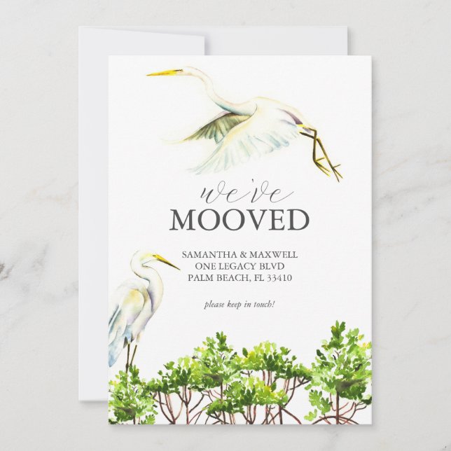 Watercolor Bird & Mangrove Moving Announcement (Front)