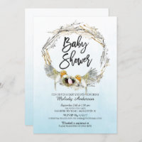 Watercolor Bird Nest Girls Baby Shower Invite