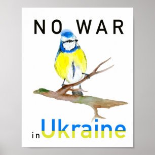 Watercolor bird No war in Ukraine  Poster