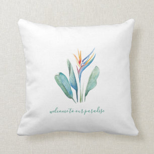 Watercolor Bird of Paradise Cushion