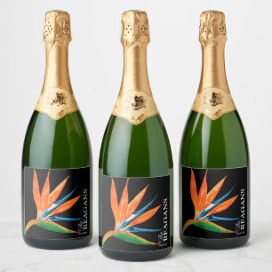 Watercolor Bird of Paradise Custom Wine Label