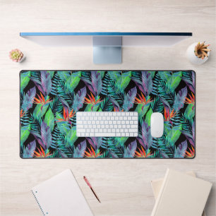 Watercolor Bird Of Paradise Desk Mat